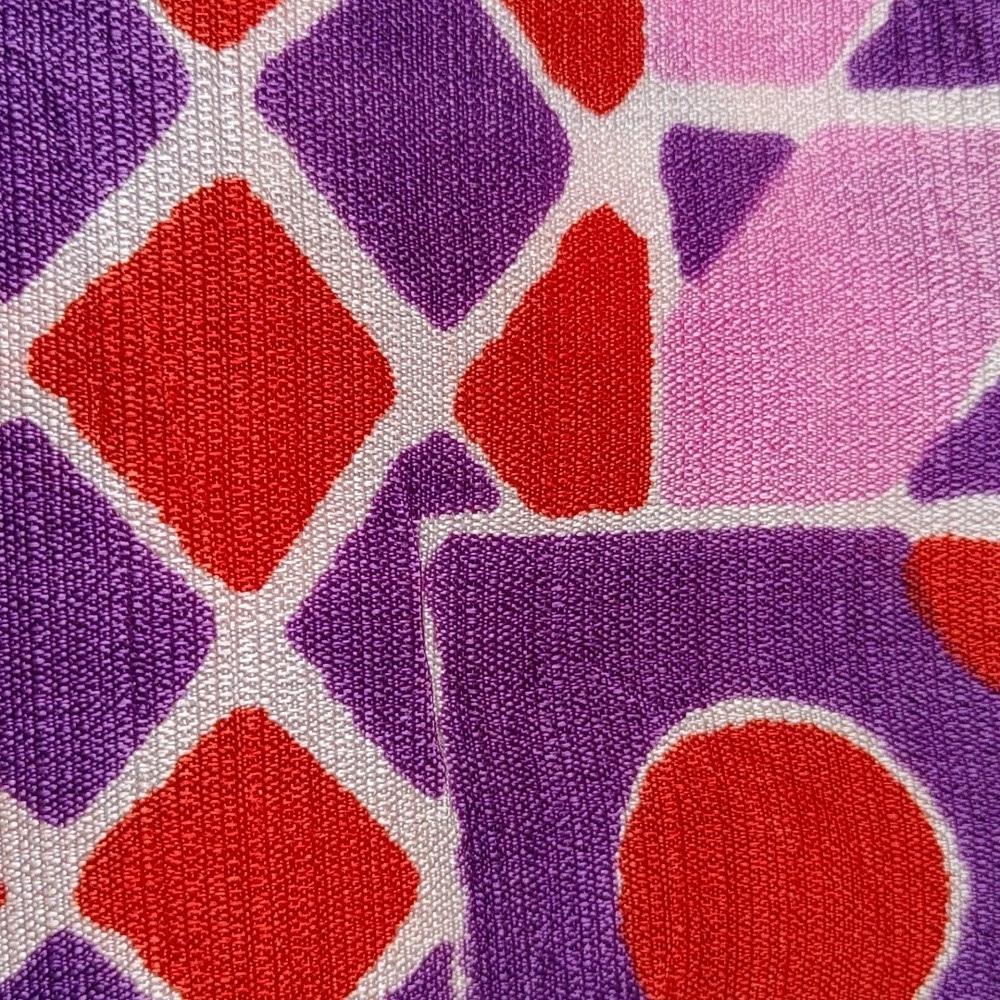 Vintage Sash Scarf Wrap in Circle Diamond Square Print Pink Purple Orange White - Picture 6 of 16
